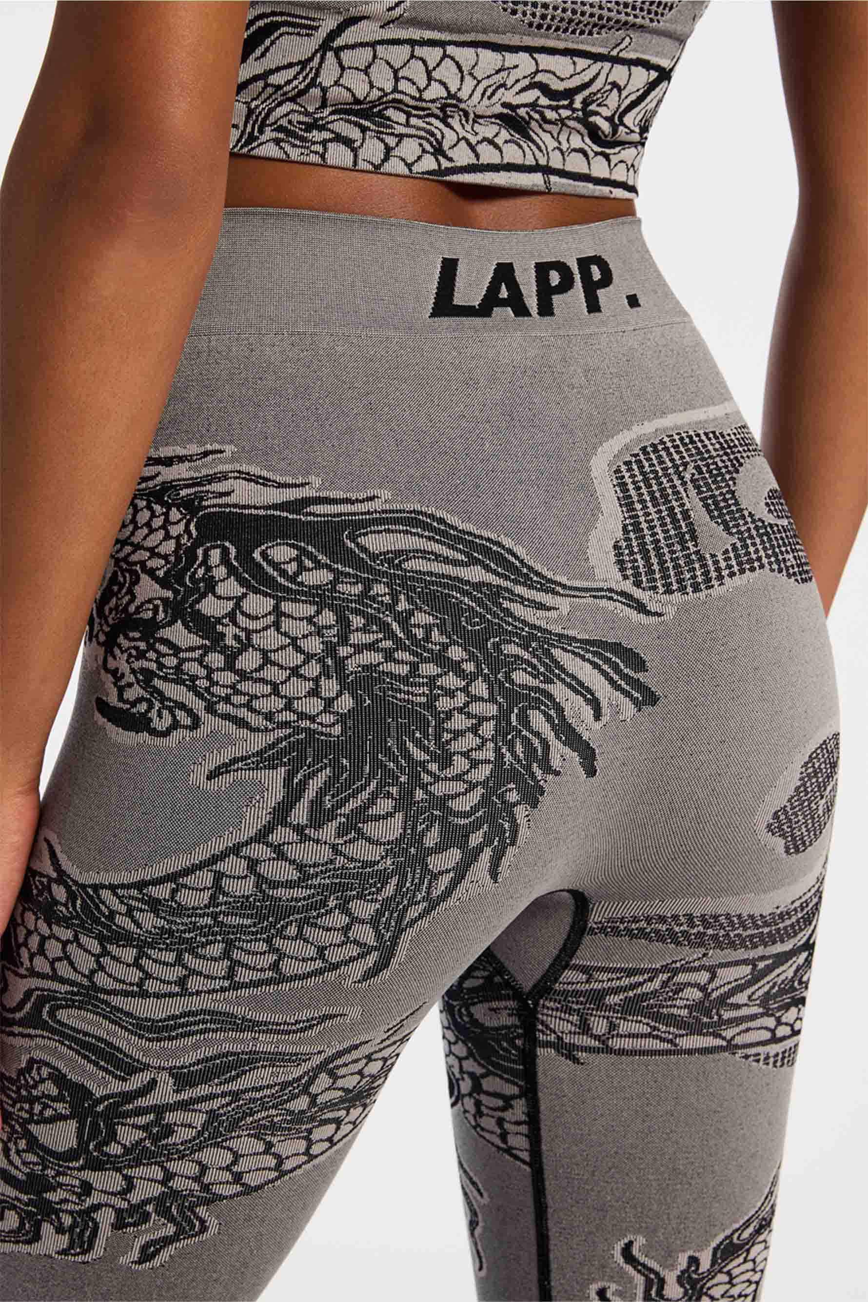 BE PRESENT DARK gray mobility yoga pants with black Dragon Graphic $66.00 -  PicClick
