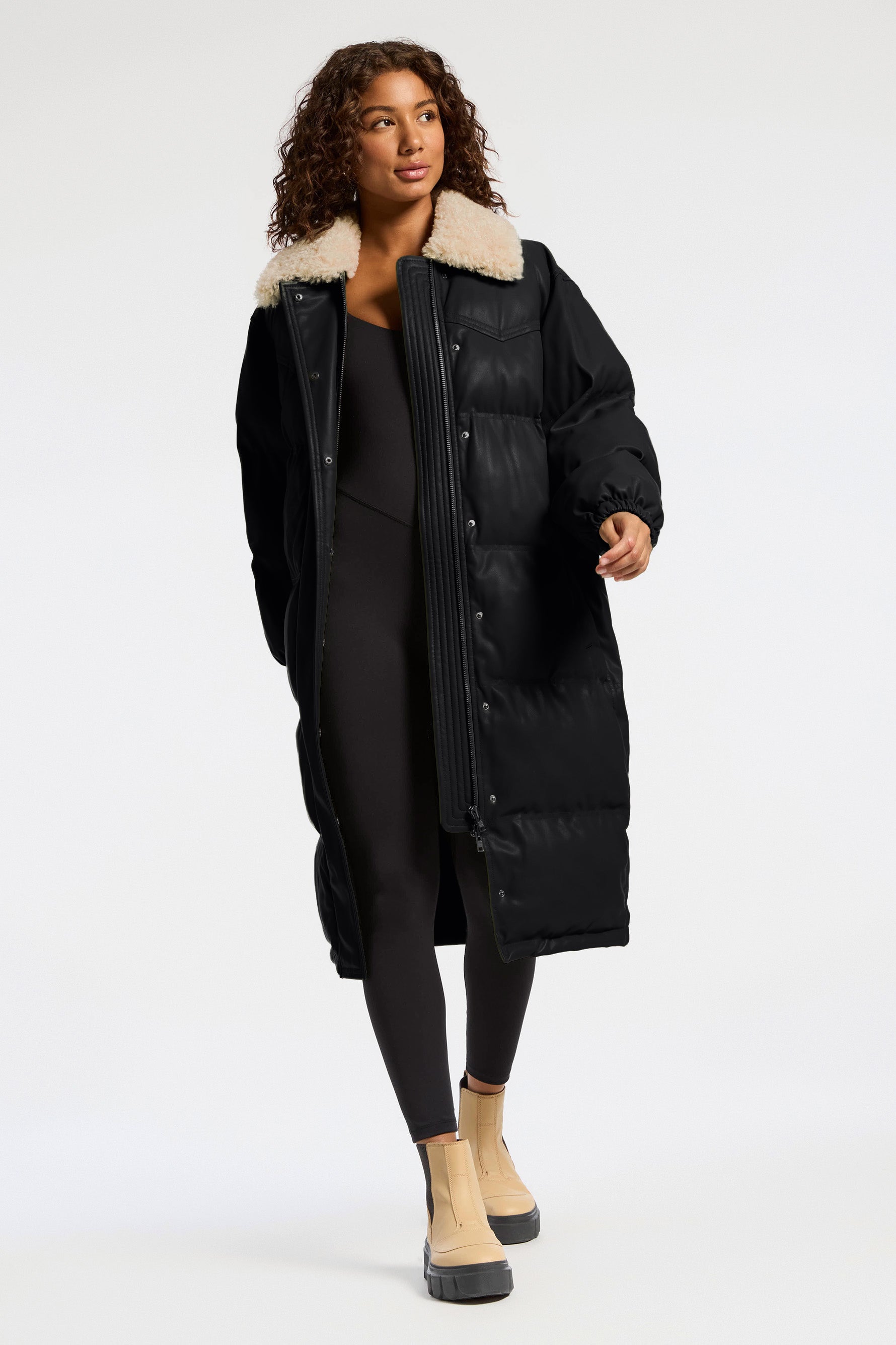 Stand Studio Black Fabiola Faux-Leather Coat