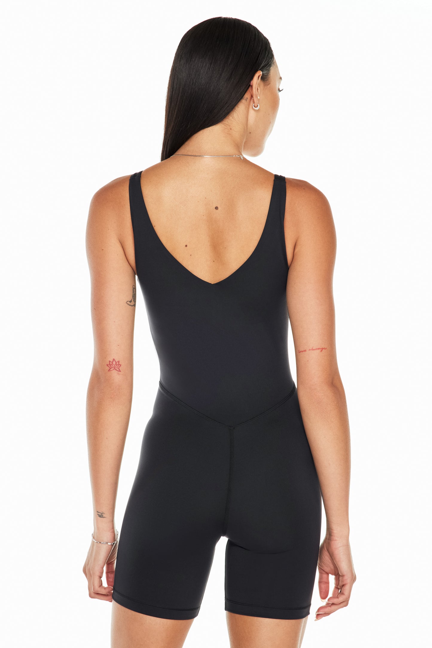 V-Neck Tempo Short Catsuit - Black