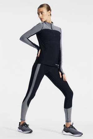 BANDIER Center Stage Color Block Pro Fleece Legging in Cordovan/Pink  Herringbone, BANDIER - XS - BANDIER