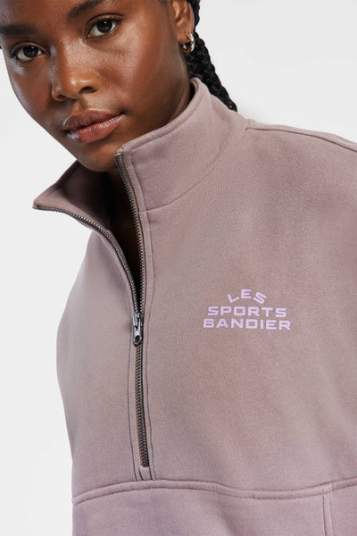 Bandier Les Sports Half Zip Pullover Sweatshirt - Black/ White