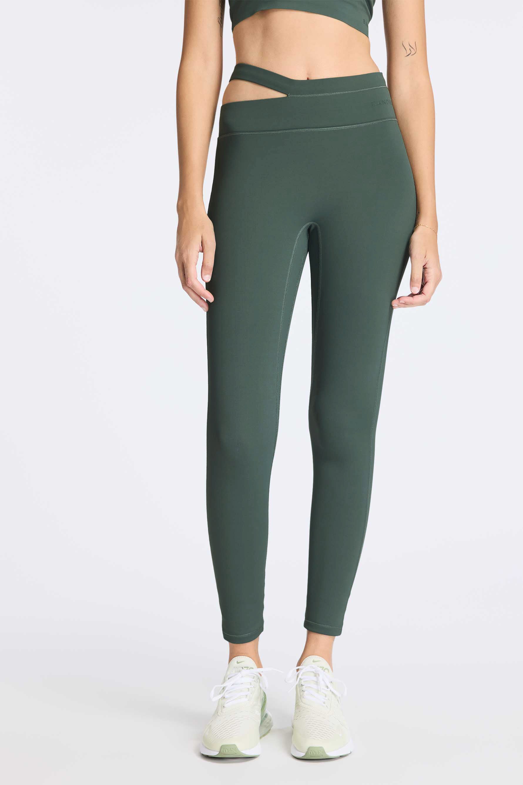 BANDIER Aria Asymmetric Legging in Balsam Green | BANDIER - BANDIER