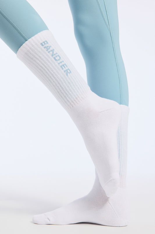 Bandier Logo Crew Sock - White/powder Blue