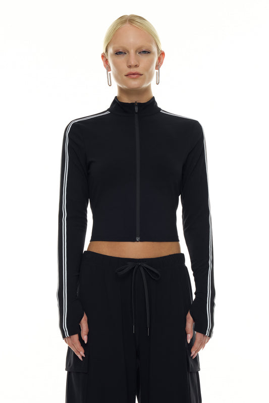 Leo Airweight Jacket Crop - Black/White