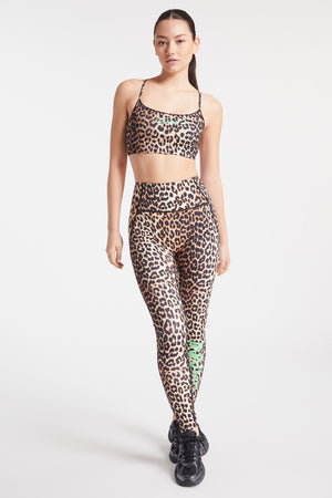 GANNI Leopard-print stretch recycled sports bra