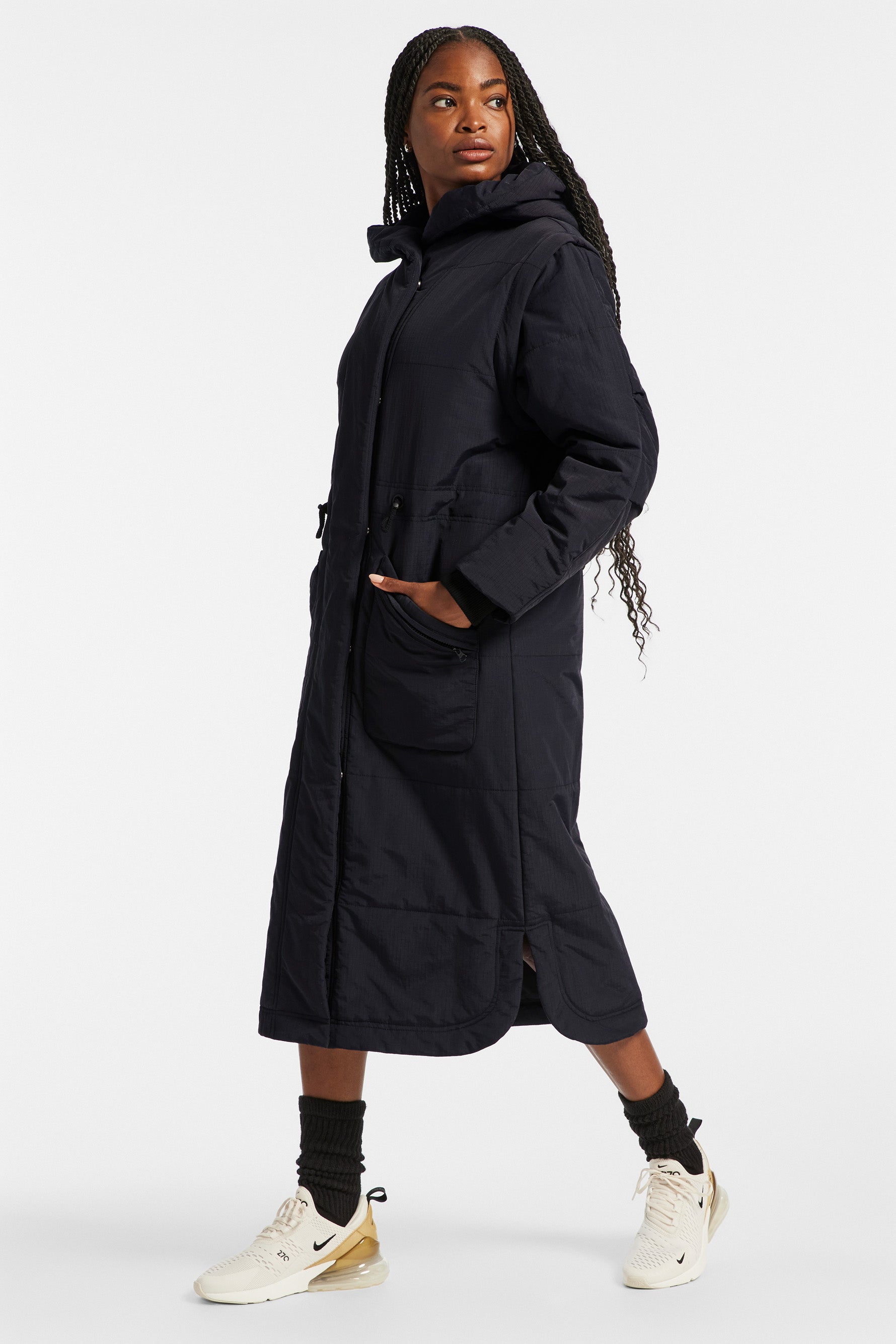 売り切り御免！】 Long Erme river ブラック coat ロングコート