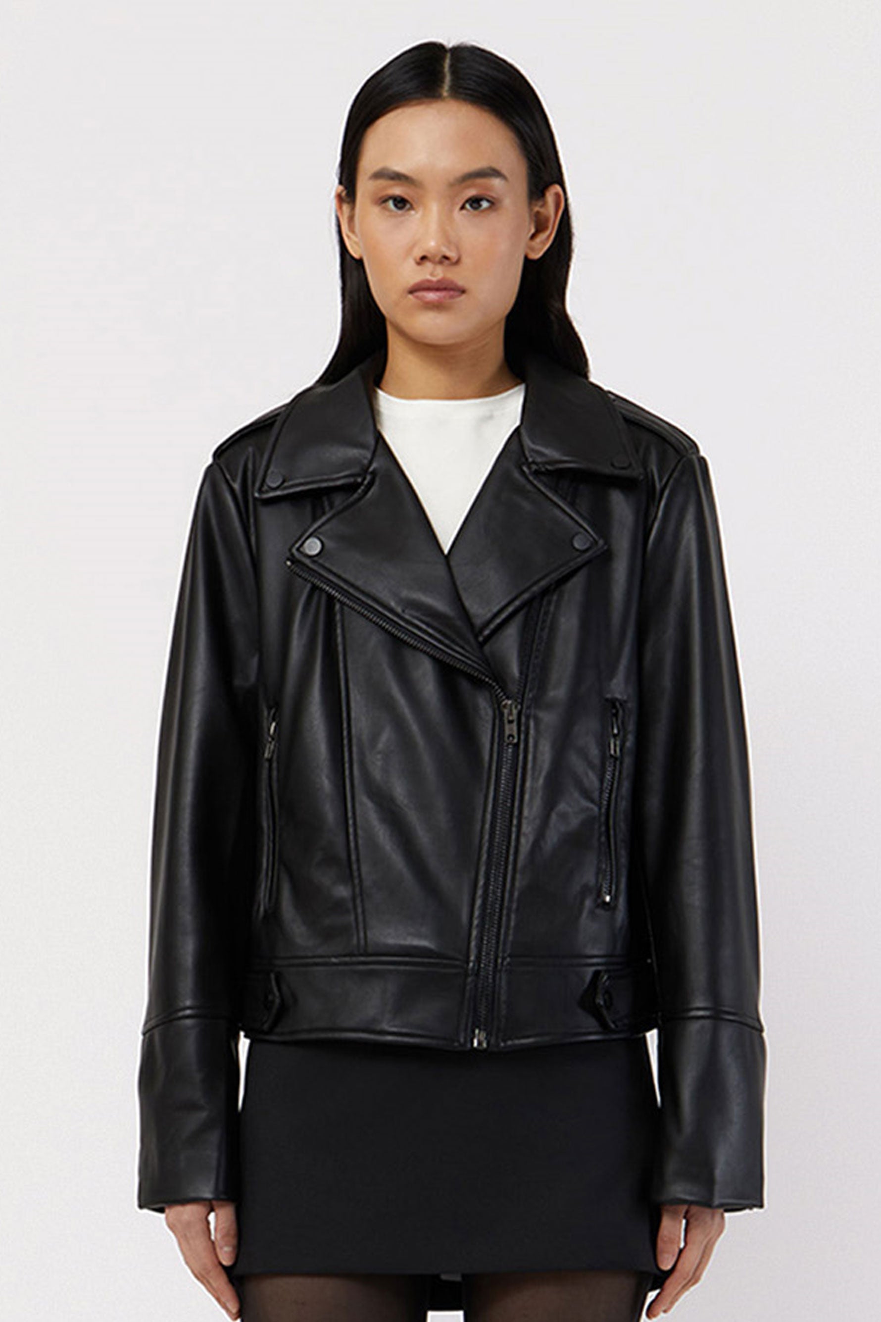 Apparis Sofi Moto Jacket in Noir | BANDIER - BANDIER