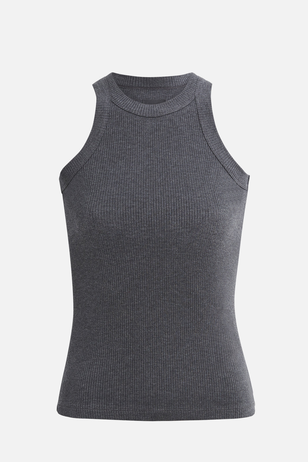 Ribbed Charcoal Halter Tank 