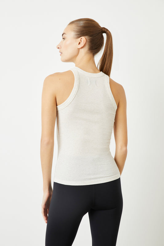 Ribbed White Halter Tank 